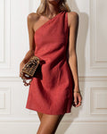 Off shoulder Solid Color Mini Dress