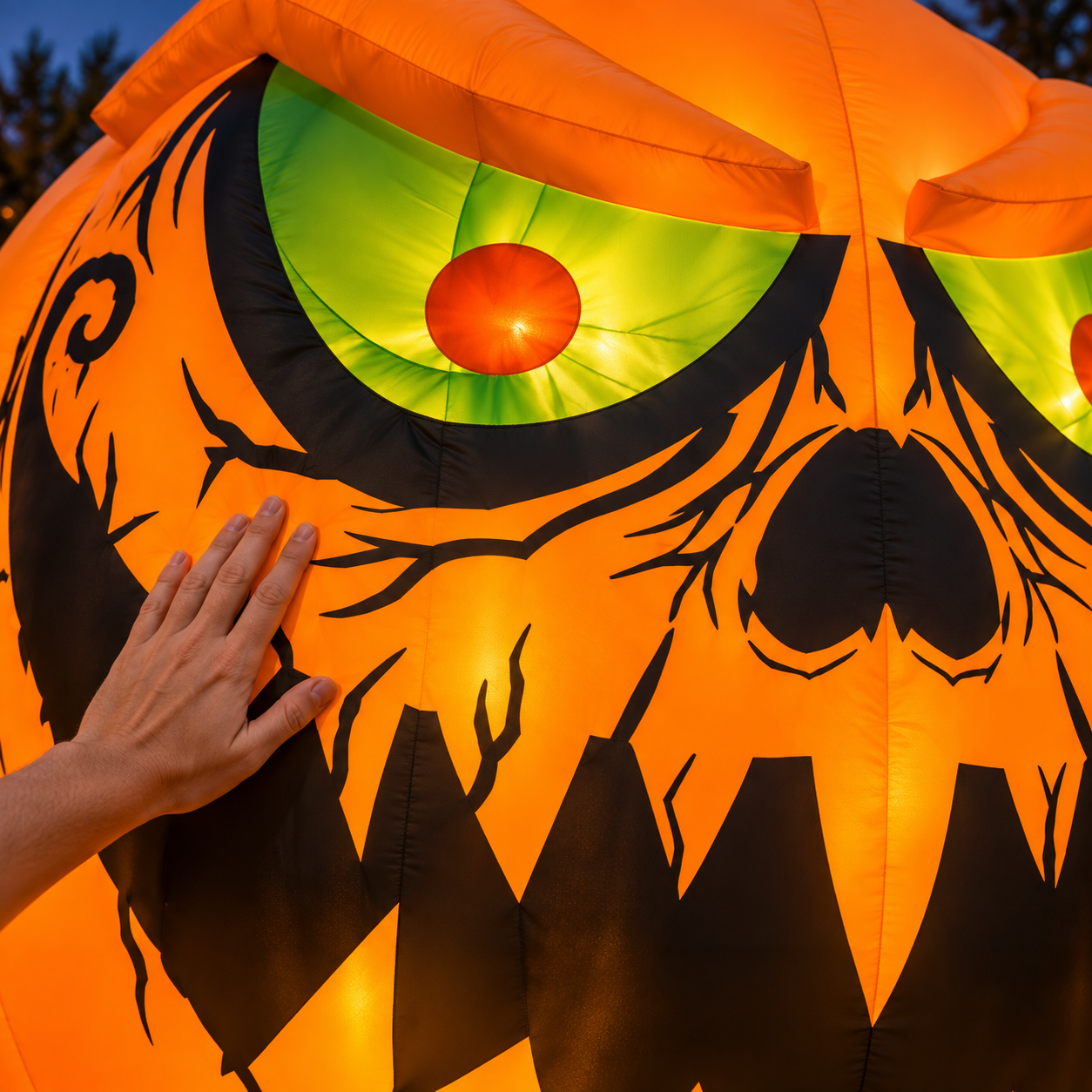 😈🎃 16.4FT Giant Evil Pumpkin Inflatable – Glowing Monster Halloween Yard Decoration 🔥