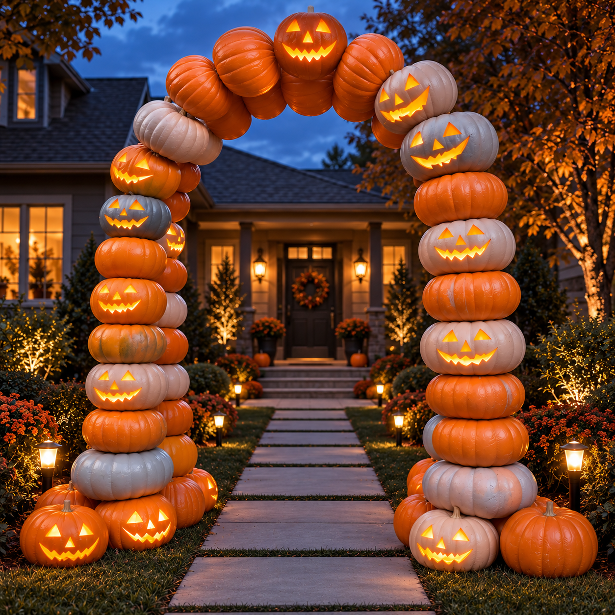 🎃 8.2FT Light-Up Inflatable Pumpkin Arch – Halloween Walk-Through Yard Entrance Decoration ✨👻