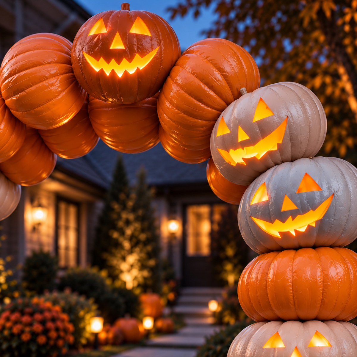 🎃 8.2FT Light-Up Inflatable Pumpkin Arch – Halloween Walk-Through Yard Entrance Decoration ✨👻