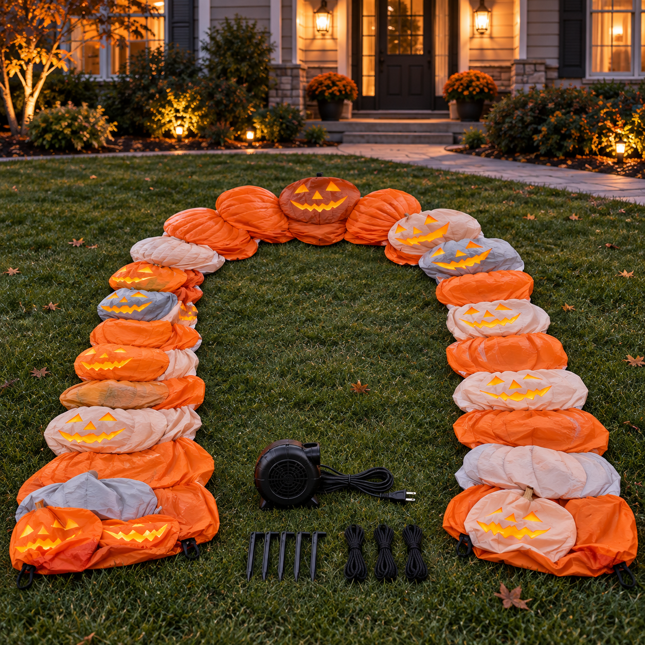 🎃 8.2FT Light-Up Inflatable Pumpkin Arch – Halloween Walk-Through Yard Entrance Decoration ✨👻