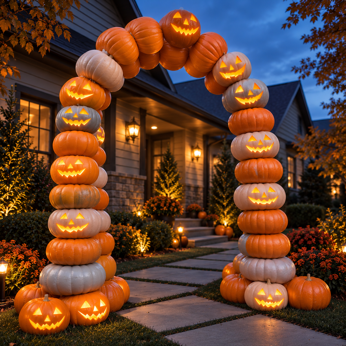 🎃 8.2FT Light-Up Inflatable Pumpkin Arch – Halloween Walk-Through Yard Entrance Decoration ✨👻