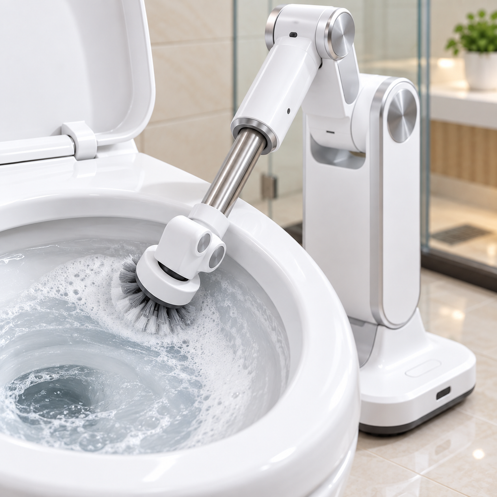 🏠✨ Automatic Smart Bathroom Cleaning Robot – Deep-Reach Toilet Scrubber with Auto Storage 🤖
