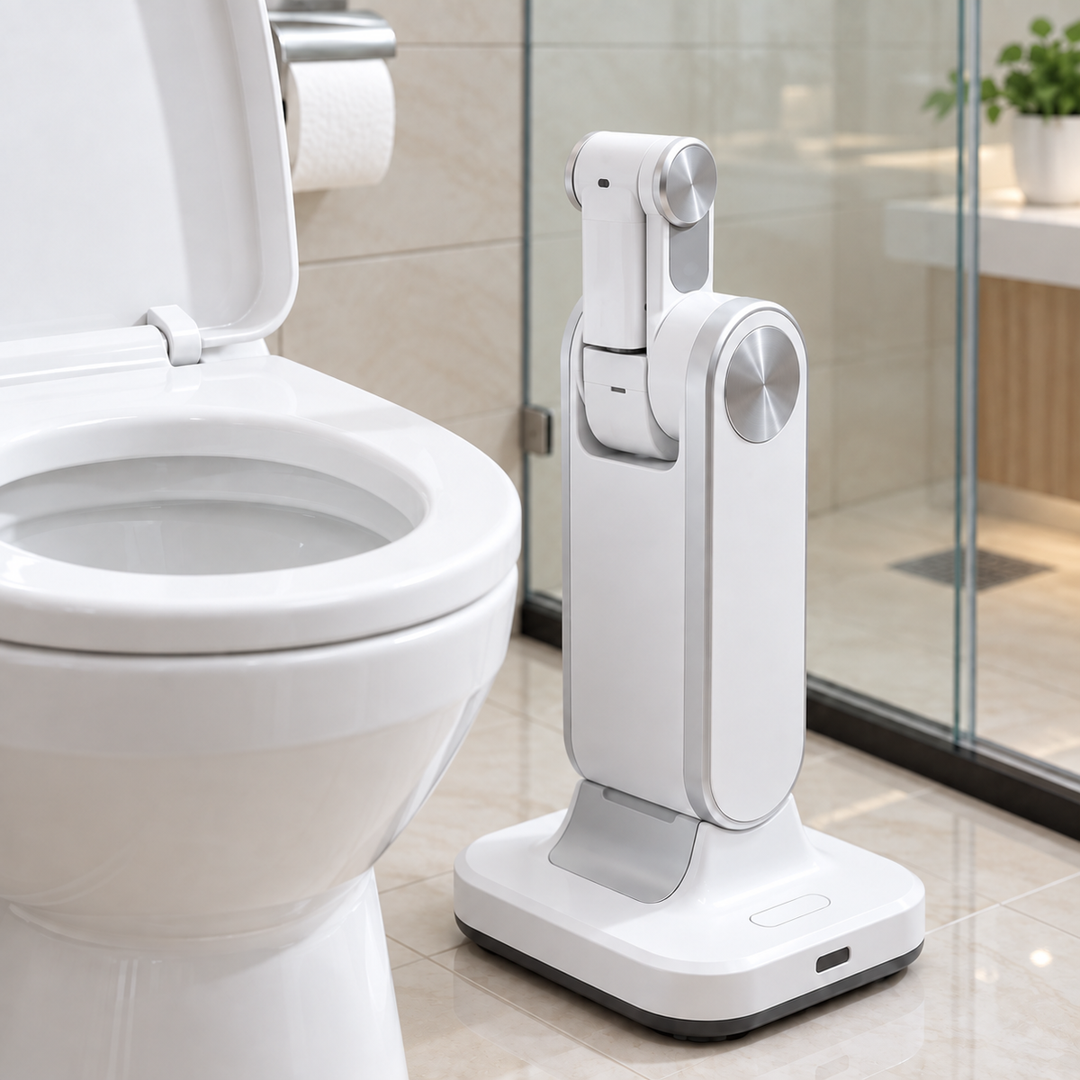 🏠✨ Automatic Smart Bathroom Cleaning Robot – Deep-Reach Toilet Scrubber with Auto Storage 🤖