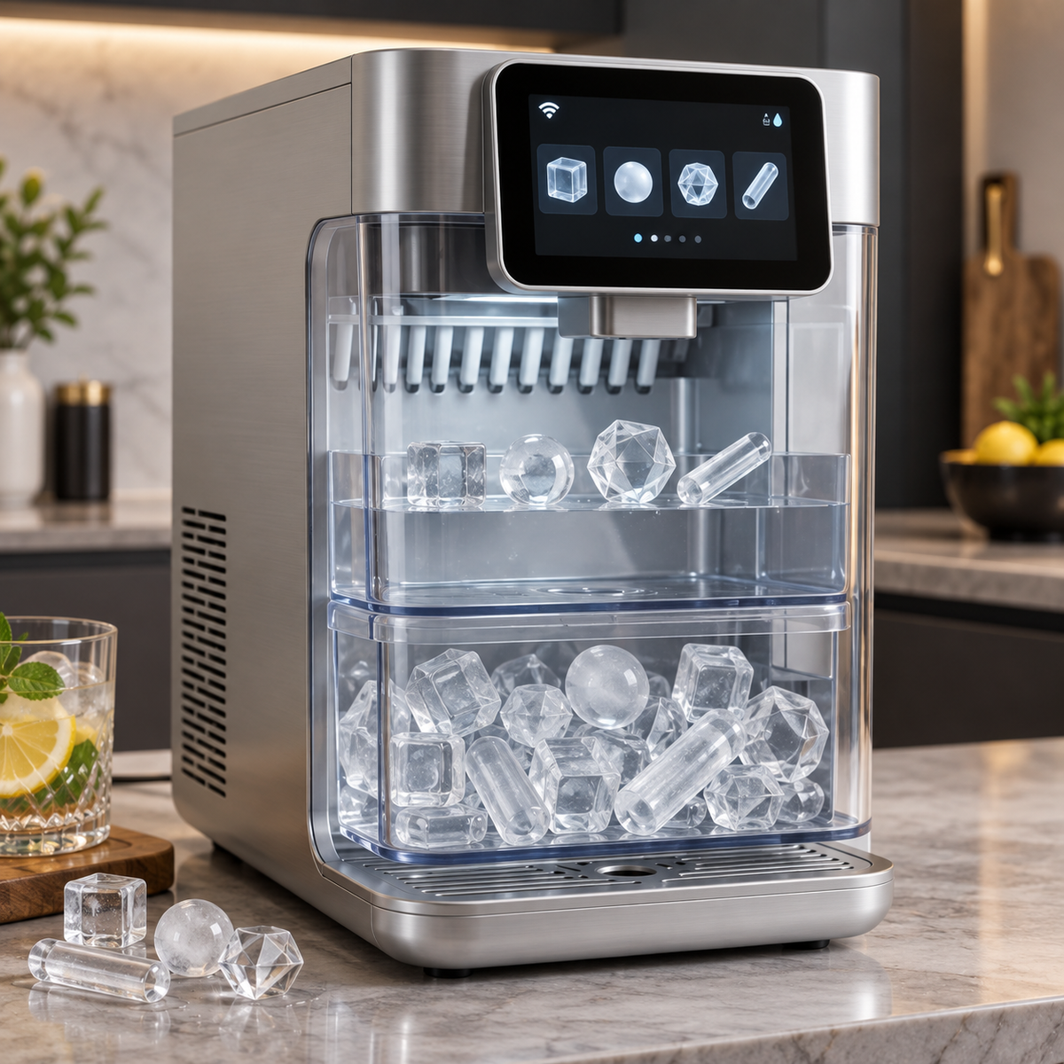 🥃💎 Smart Clear Ice Maker – Cube, Sphere, Diamond & Stick Ice for Home Bars ✨