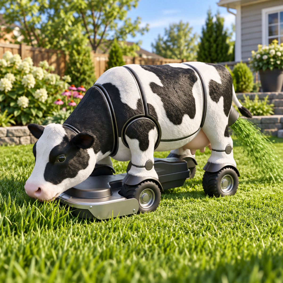 🐄🌿 CowBot Remote-Control Lawn Mower – Rechargeable Electric Cow Mower with Wireless Controller 🎮✂️