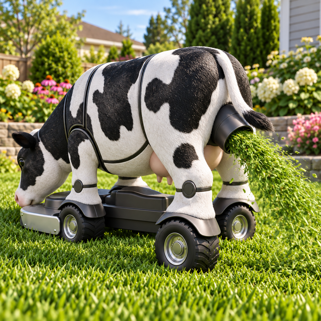 🐄🌿 CowBot Remote-Control Lawn Mower – Rechargeable Electric Cow Mower with Wireless Controller 🎮✂️