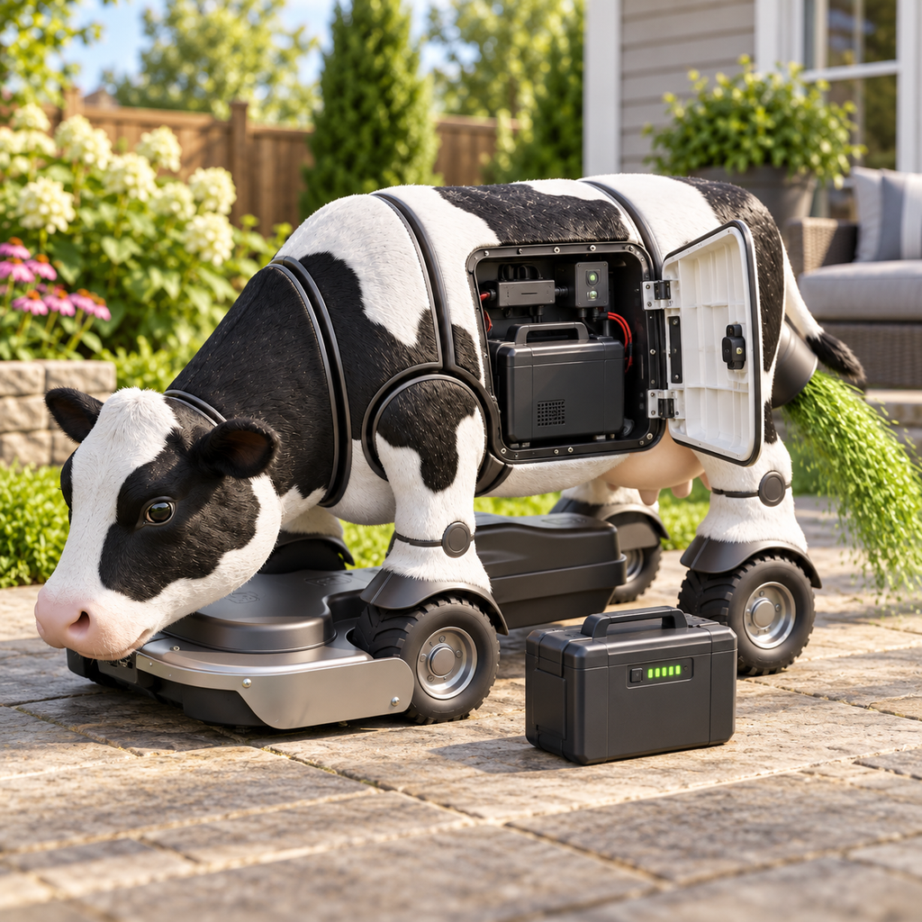 🐄🌿 CowBot Remote-Control Lawn Mower – Rechargeable Electric Cow Mower with Wireless Controller 🎮✂️