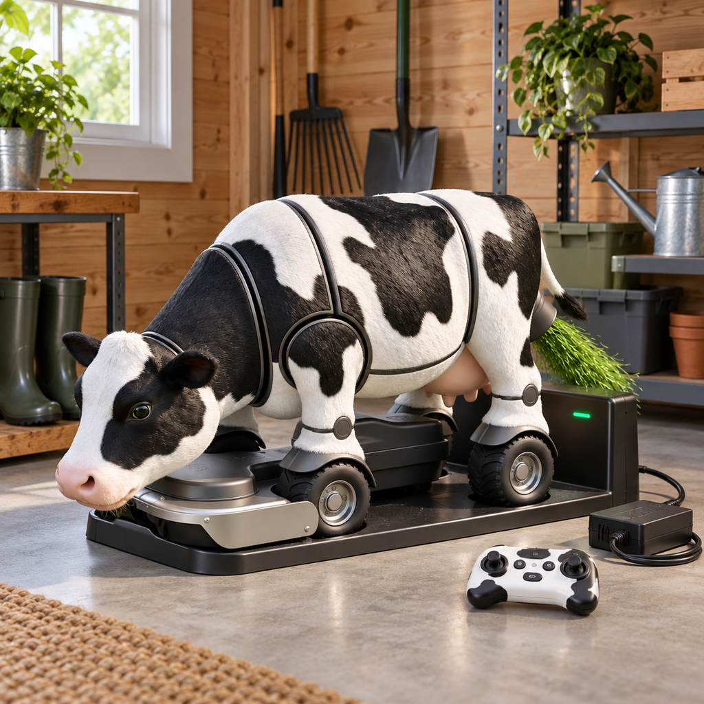 🐄🌿 CowBot Remote-Control Lawn Mower – Rechargeable Electric Cow Mower with Wireless Controller 🎮✂️