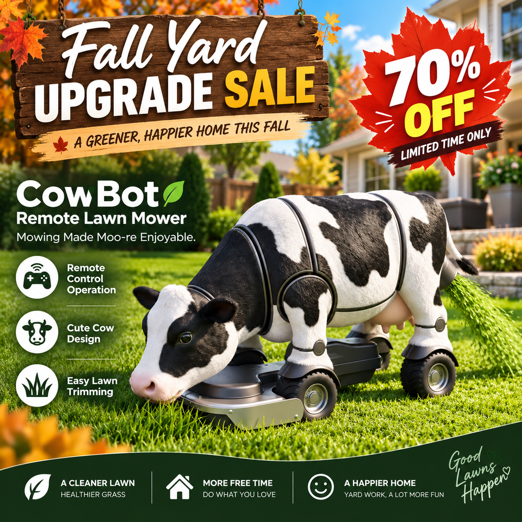 🐄🌿 CowBot Remote-Control Lawn Mower – Rechargeable Electric Cow Mower with Wireless Controller 🎮✂️