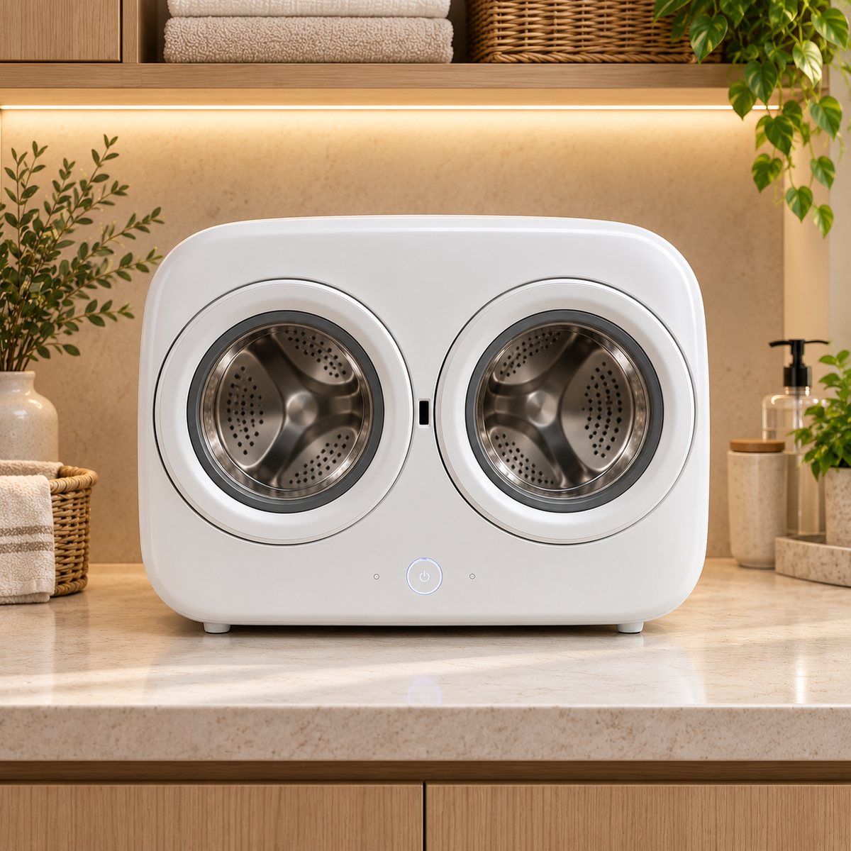 🧺✨ Smart Dual-Drum Mini Washer – Separate Wash for Underwear & Socks with High-Temperature Hygiene Care 👙🧦