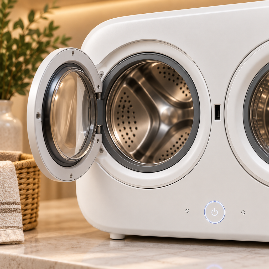 🧺✨ Smart Dual-Drum Mini Washer – Separate Wash for Underwear & Socks with High-Temperature Hygiene Care 👙🧦