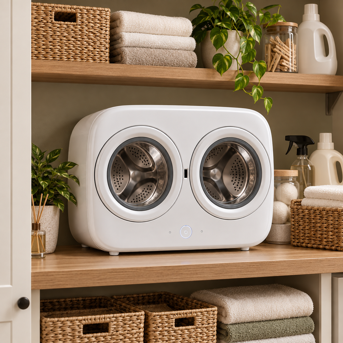 🧺✨ Smart Dual-Drum Mini Washer – Separate Wash for Underwear & Socks with High-Temperature Hygiene Care 👙🧦
