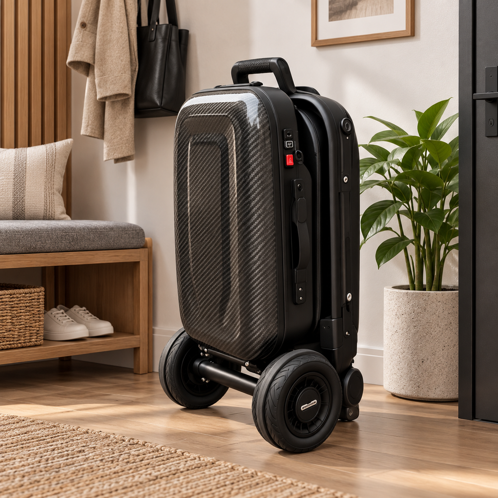 🛴🧳 2-Seat Foldable Electric Travel Scooter – Adult Seat + Rear Passenger Seat, Removable Battery & Suitcase-Style Fold ✨