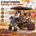 👨‍👧‍👦⚡ 3-Seat Foldable Family Electric Stroller – 1 Adult Driver + 2 Rear Child Seats, Canopy & Electric Assist 🧳