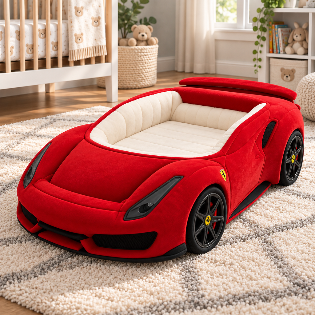 🏎️ Luxury Car-Shaped Baby Lounger Bed ✨ Plush Nursery Nest for Cozy Rest & Play