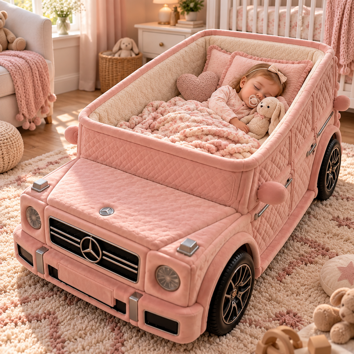 🏎️ Luxury Car-Shaped Baby Lounger Bed ✨ Plush Nursery Nest for Cozy Rest & Play