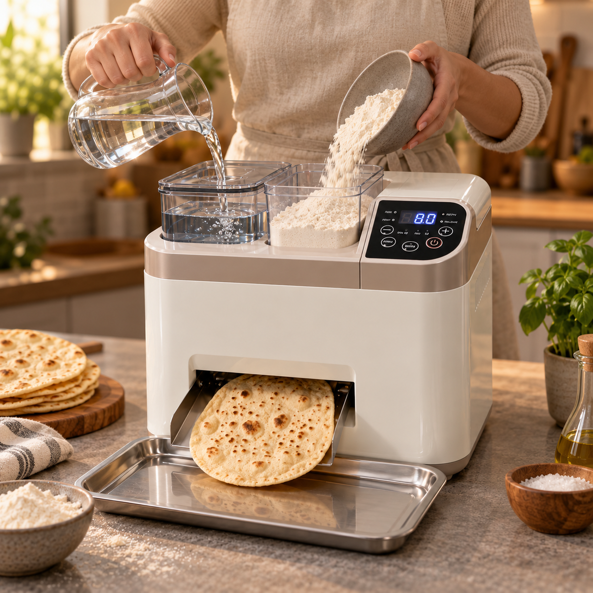 🍞 Smart Automatic Flatbread Maker 🥙 Just Add Flour & Water for Fresh Homemade Flatbreads
