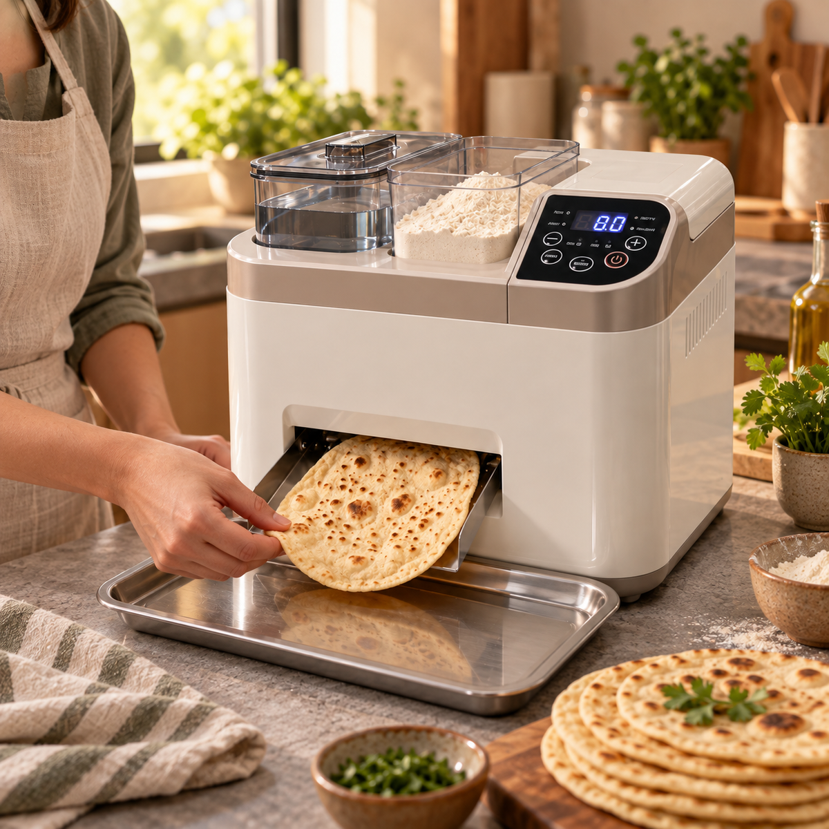 🍞 Smart Automatic Flatbread Maker 🥙 Just Add Flour & Water for Fresh Homemade Flatbreads