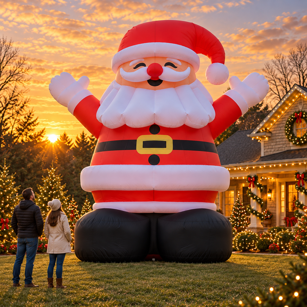 🎄🎅🦃 3-Piece Giant Holiday Inflatable Set – Christmas Tree, Santa & Thanksgiving Turkey
