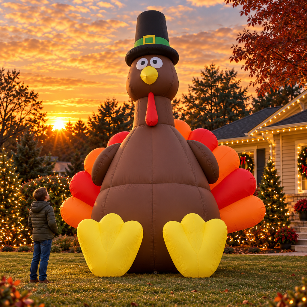 🎄🎅🦃 3-Piece Giant Holiday Inflatable Set – Christmas Tree, Santa & Thanksgiving Turkey