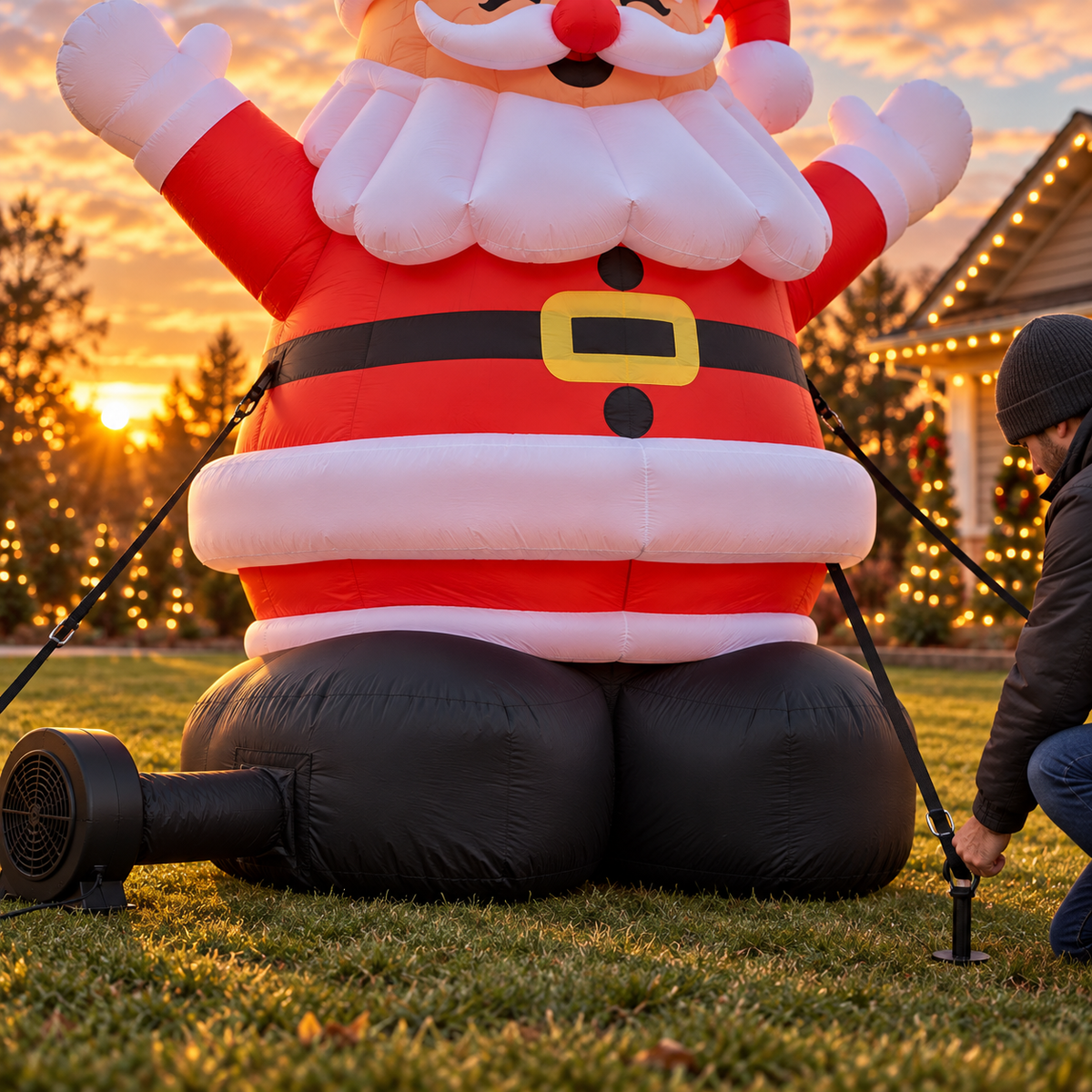 🎄🎅🦃 3-Piece Giant Holiday Inflatable Set – Christmas Tree, Santa & Thanksgiving Turkey