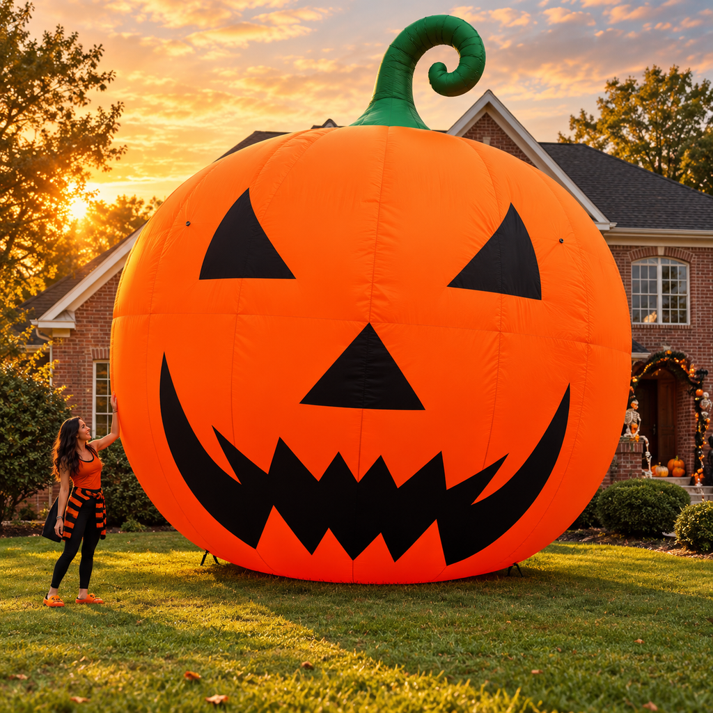 👻 19.7FT Giant Jack-O’-Lantern Inflatable – Oversized Halloween Yard Decoration🎃