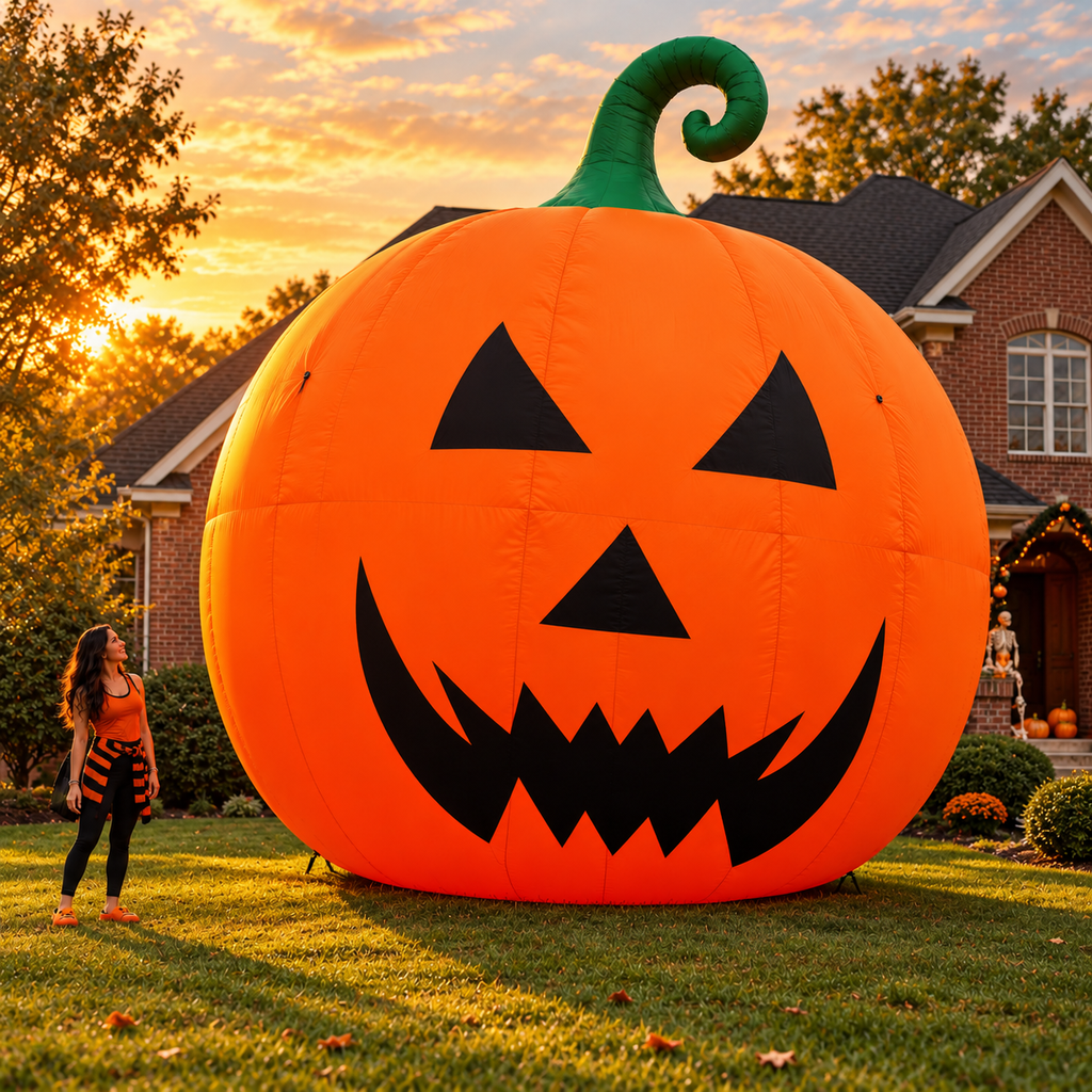 👻 19.7FT Giant Jack-O’-Lantern Inflatable – Oversized Halloween Yard Decoration🎃