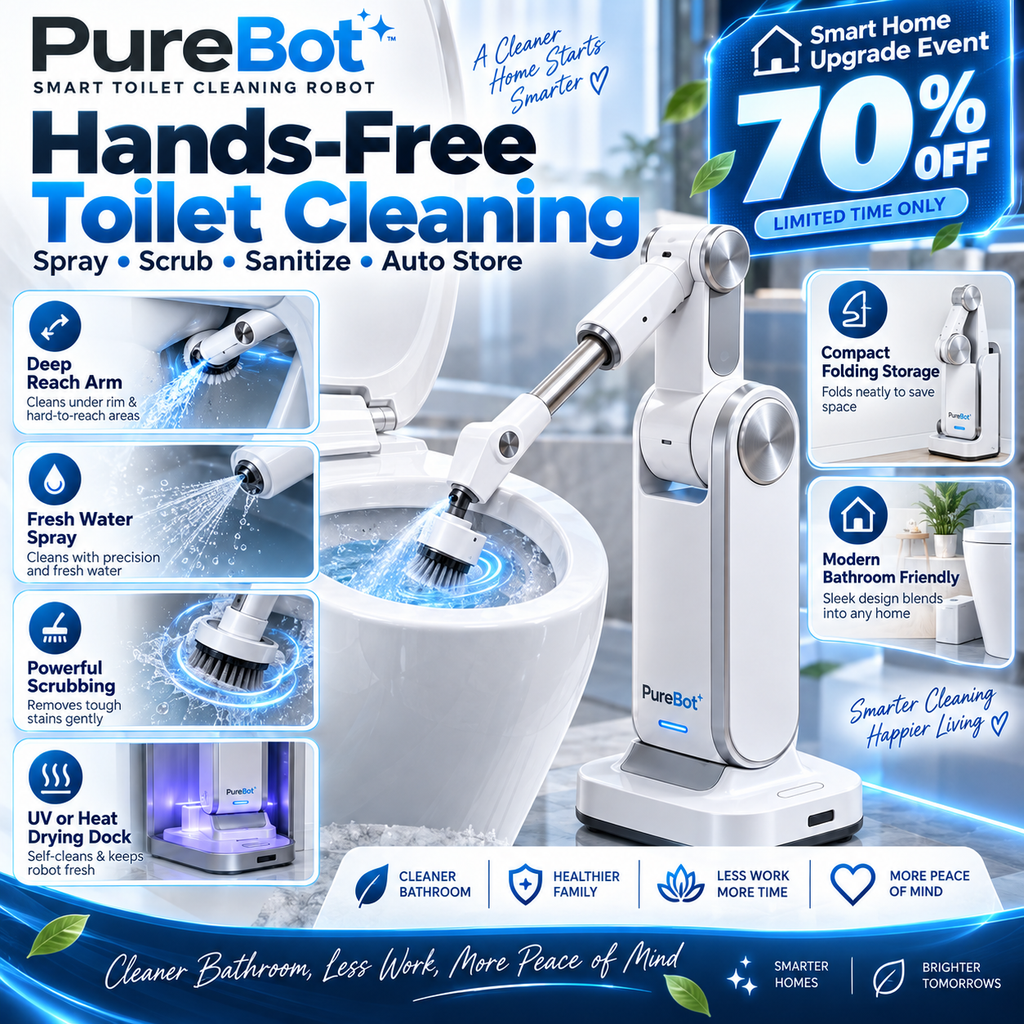 🏠✨ Automatic Smart Bathroom Cleaning Robot – Deep-Reach Toilet Scrubber with Auto Storage 🤖