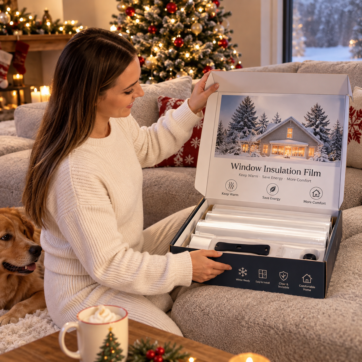 ❄️ Smart Frosted Window Film – Privacy & Holiday Window Upgrade